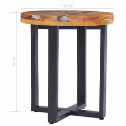 vidaXL Solid Teak Wood and Polyresin Coffee Table Home Couch Side End Table - Additional view 6