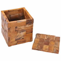 vidaXL Solid Teak Wood Storage Stool Rustic Charm Home Hallway Wooden Stool - Additional view 2
