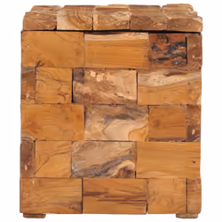 vidaXL Solid Teak Wood Storage Stool Rustic Charm Home Hallway Wooden Stool - Additional view 3