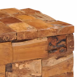 vidaXL Solid Teak Wood Storage Stool Rustic Charm Home Hallway Wooden Stool - Additional view 4