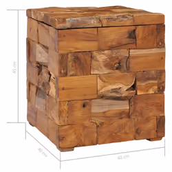vidaXL Solid Teak Wood Storage Stool Rustic Charm Home Hallway Wooden Stool - Additional view 6