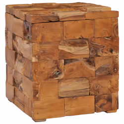 vidaXL Solid Teak Wood Storage Stool Rustic Charm Home Hallway Wooden Stool - Additional view 7