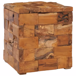 vidaXL Solid Teak Wood Storage Stool Rustic Charm Home Hallway Wooden Stool - Additional view 8