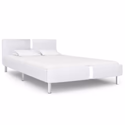 vidaXL Bed Frame without Mattress Bed White Faux Leather 135x190 cm Double