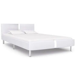 vidaXL Bed Frame without Mattress Bed White Faux Leather 135x190 cm Double