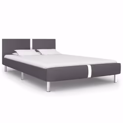 vidaXL Bed Frame Home Bed Base Bedstead Grey Faux Leather 135x190 cm Double