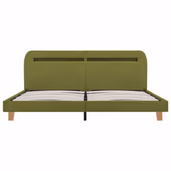 vidaXL Bed Frame with LED without Mattress Green Fabric 150x200 cm King Size