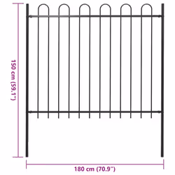 vidaXL Garden Fence with Hoop Top Fence Panel Border Fence Steel 1.8 m Black - Additional view 3