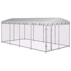vidaXL Outdoor Dog Kennel with Roof Lockable Hen House Cage Galvanised Steel