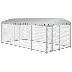 vidaXL Outdoor Dog Kennel with Roof Lockable Hen House Cage Galvanised Steel