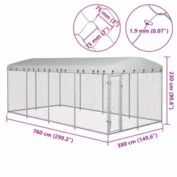 vidaXL Outdoor Dog Kennel with Roof Lockable Hen House Cage Galvanised Steel