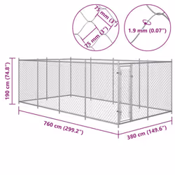vidaXL Outdoor Dog Kennel Lockable Outdoor Hen House Cage Galvanised Steel