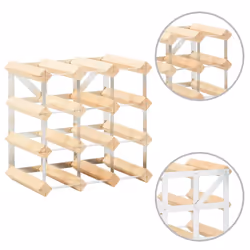 vidaXL Wine Rack 12 Bottle Solid Pinewood Display Holder Storage Cabinet Shelf