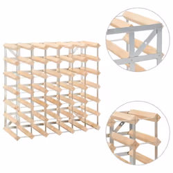 vidaXL Wine Rack 42 Bottle Solid Pinewood Display Holder Storage Cabinet Shelf