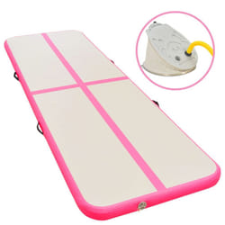 vidaXL Inflatable Gymnastics Mat with Pump 300cm PVC Pink Exercise Gym Carpet
