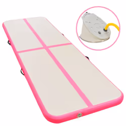 vidaXL Inflatable Gymnastics Mat with Pump 400cm PVC Pink Exercise Gym Carpet