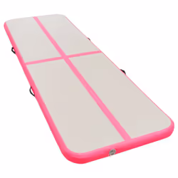 vidaXL Inflatable Gymnastics Mat with Pump 400cm PVC Pink Exercise Gym Carpet