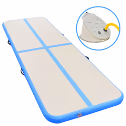 vidaXL Inflatable Gymnastics Mat with Pump 500cm PVC Blue Exercise Gym Carpet
