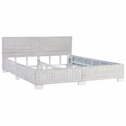 vidaXL Bed Frame Grey Natural Rattan 160x200cm Double Bed Bedroom Furniture