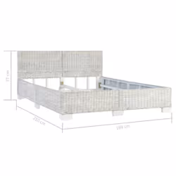 vidaXL Bed Frame Grey Natural Rattan 160x200cm Double Bed Bedroom Furniture - Additional view 5