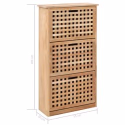 vidaXL Solid Walnut Wood Shoe Storage Cabinet Natural Shoe Storage Cabinets - Additional view 7