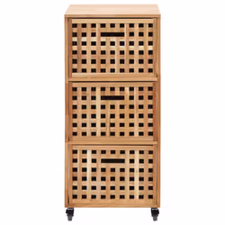 vidaXL Solid Walnut Wood Bathroom Cabinet with Drawer Natural Wooden Sideboard - Additional view 2