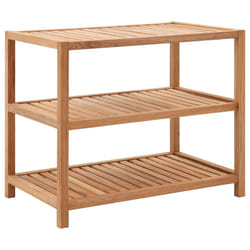 vidaXL Solid Walnut Wood Bathroom Shelf 65x40x55cm Natural Wooden Storage Rack