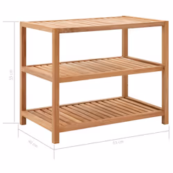 vidaXL Solid Walnut Wood Bathroom Shelf 65x40x55cm Natural Wooden Storage Rack - Additional view 3