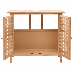 vidaXL Solid Walnut Wood Sink Cabinet with Mirror Bathroom Furniture Sets - Additional view 4
