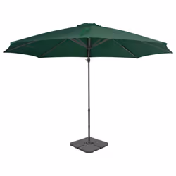 vidaXL Garden Parasol with Portable Base Patio Sunshade Outdoor Umbrella Green