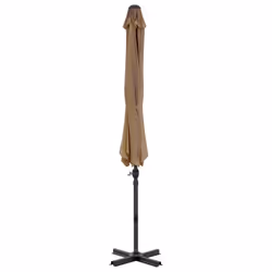 vidaXL Garden Parasol with Portable Base Patio Sunshade Outdoor Umbrella Taupe