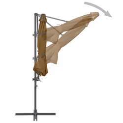 vidaXL Garden Parasol with Portable Base Patio Sunshade Outdoor Umbrella Taupe