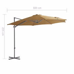vidaXL Garden Parasol with Portable Base Patio Sunshade Outdoor Umbrella Taupe - Additional view 6
