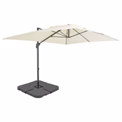 vidaXL Outdoor Umbrella with Portable Base Garden Sunshade Parasol Sun Shelter - sand