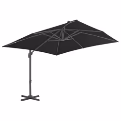 vidaXL Garden Parasol with Portable Base Sunshade Outdoor Umbrella Anthracite