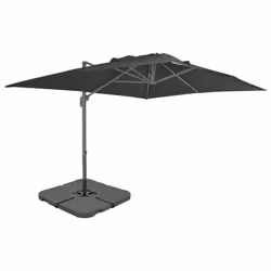 vidaXL Outdoor Umbrella with Portable Base Garden Sunshade Parasol Sun Shelter - anthracite