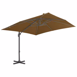 vidaXL Garden Parasol with Portable Base Patio Sunshade Outdoor Umbrella Taupe