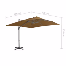 vidaXL Garden Parasol with Portable Base Patio Sunshade Outdoor Umbrella Taupe - Additional view 4