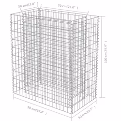 vidaXL Gabion Raised Bed Galvanised Steel 90x50x100cm Stone Basket Raised Bed - Additional view 7