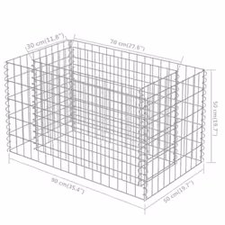 vidaXL Gabion Raised Bed Galvanised Steel 90x50x50cm Stone Basket Raised Bed - Additional view 7