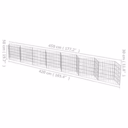 vidaXL Gabion Wall Galvanised Steel 450x30x50cm Stone Basket Raised Bed Cage