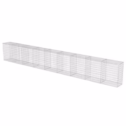vidaXL Gabion Wall with Covers Galvanised Steel 900x50x100cm Stone Basket
