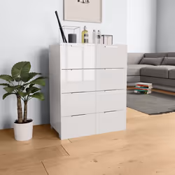 vidaXL Sideboard High Gloss White Engineered Wood Cabinet Organiser Stand