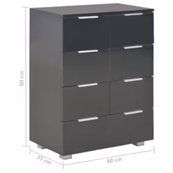 vidaXL Sideboard High Gloss Black Engineered Wood Cabinet Drawer Organiser - Additional view 8