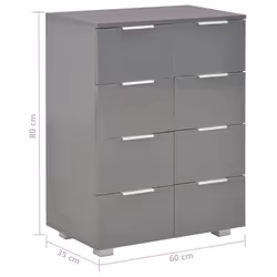 vidaXL Sideboard High Gloss Grey Engineered Wood Side Cabinet Drawer Unit - Additional view 8