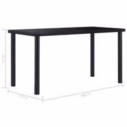 vidaXL Dining Table Black 140x70cm Tempered Glass Dinner Kitchen Furniture - Additional view 4