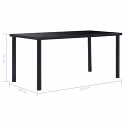 vidaXL Dining Table Black 160x80cm Tempered Glass Dinner Kitchen Furniture - Additional view 4