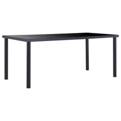 vidaXL Dining Table Black 180x90cm Tempered Glass Dinner Kitchen Furniture