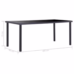 vidaXL Dining Table Black 180x90cm Tempered Glass Dinner Kitchen Furniture - Additional view 4