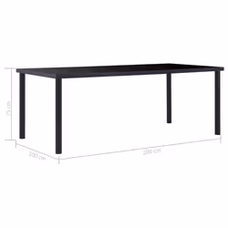 vidaXL Dining Table Black 200x100cm Tempered Glass Dinner Kitchen Furniture - Additional view 4